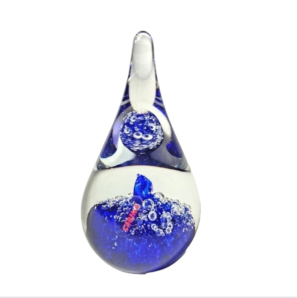 Unique Rare Sabina Teardrop Art Glass Paperweight , Desk Decor, Unisex Gift